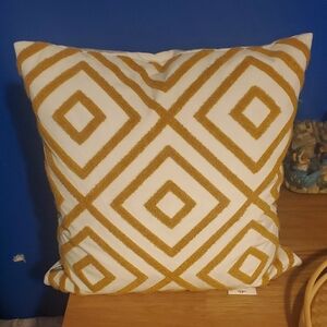 Geometric Gold and White Throw Pillow